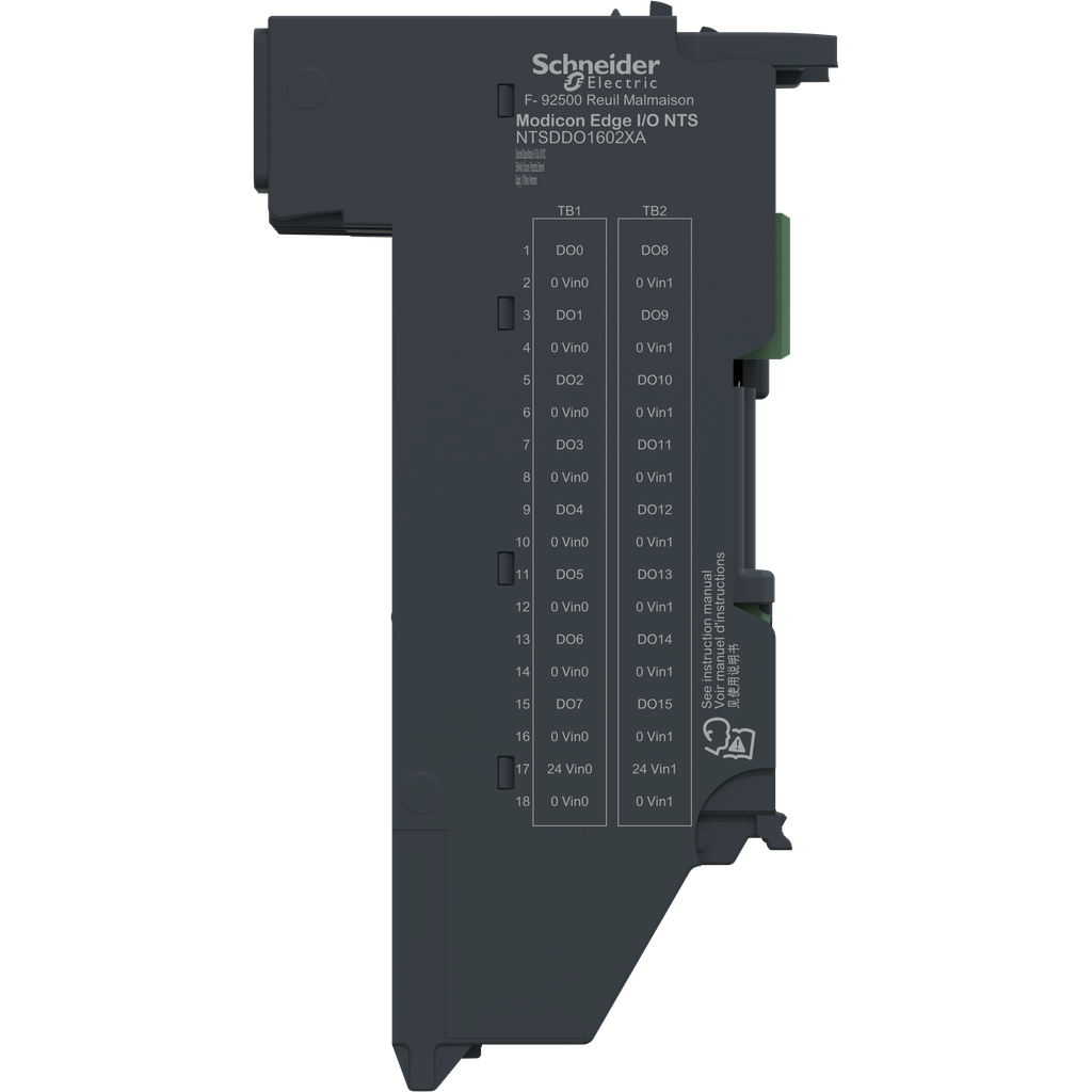EdgeIO NTS Module seul Sortie TOR 16 voies - 24Vcc 500mA - Alim- Source- 1/2Fils