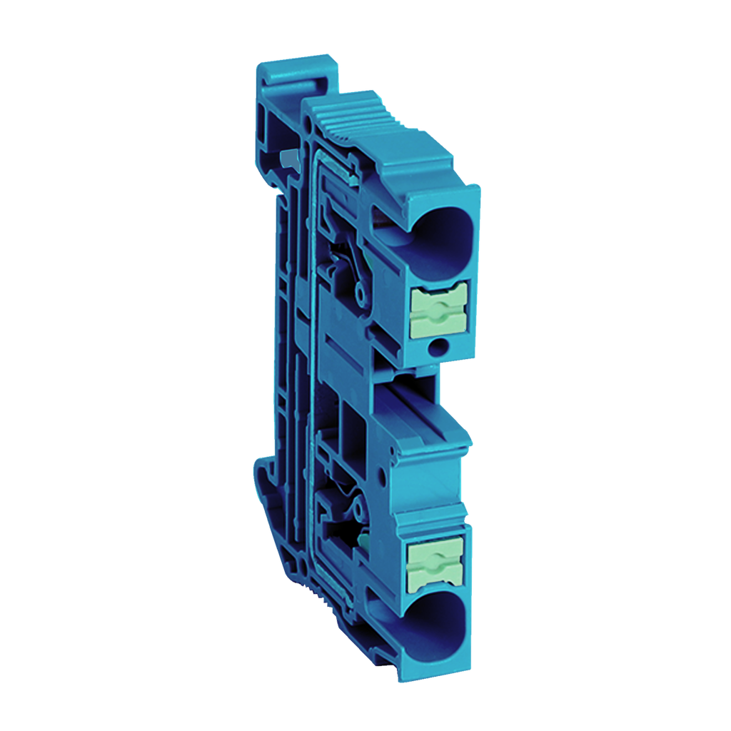Linergy - Borne push in - passant - 2 points - 6mm² - bleu