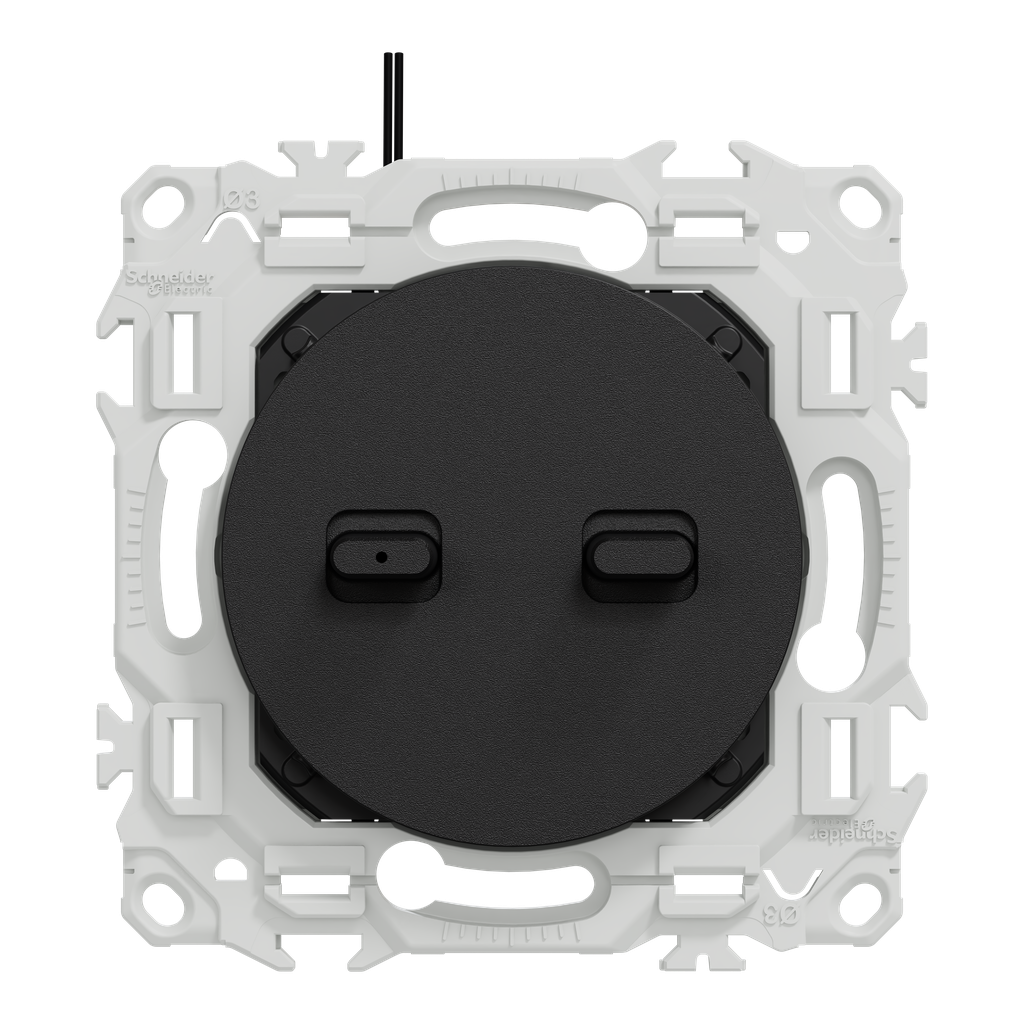 Odace - double VV ou poussoir à levier lumineux LED 0,15mA - 10AX - noir onyx