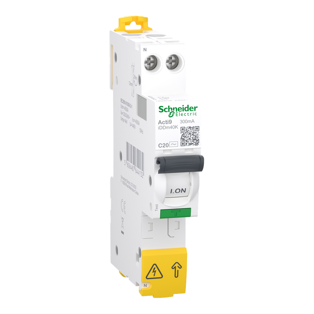 Acti9 iDDm40K disjoncteur différentiel 18mm 1PN Cb C 20A 4500A 300mA type AC