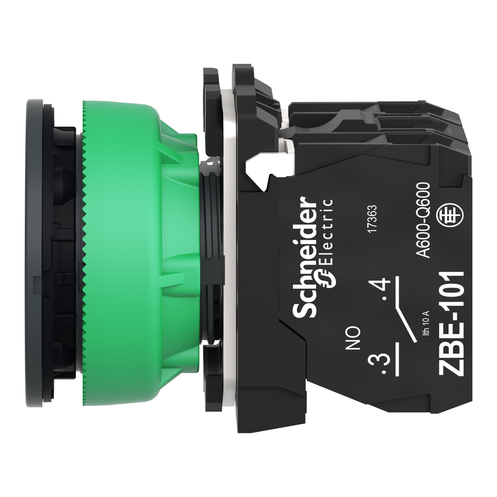 Harmony XB5 - BP lumineux DEL - flush - vert - 1O+1F - 24V - vis étrier