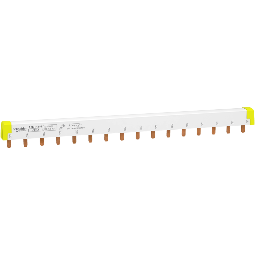 Acti9 iC60 - peigne de raccordement à dents - 3P - 100A - 16 modules de 18mm