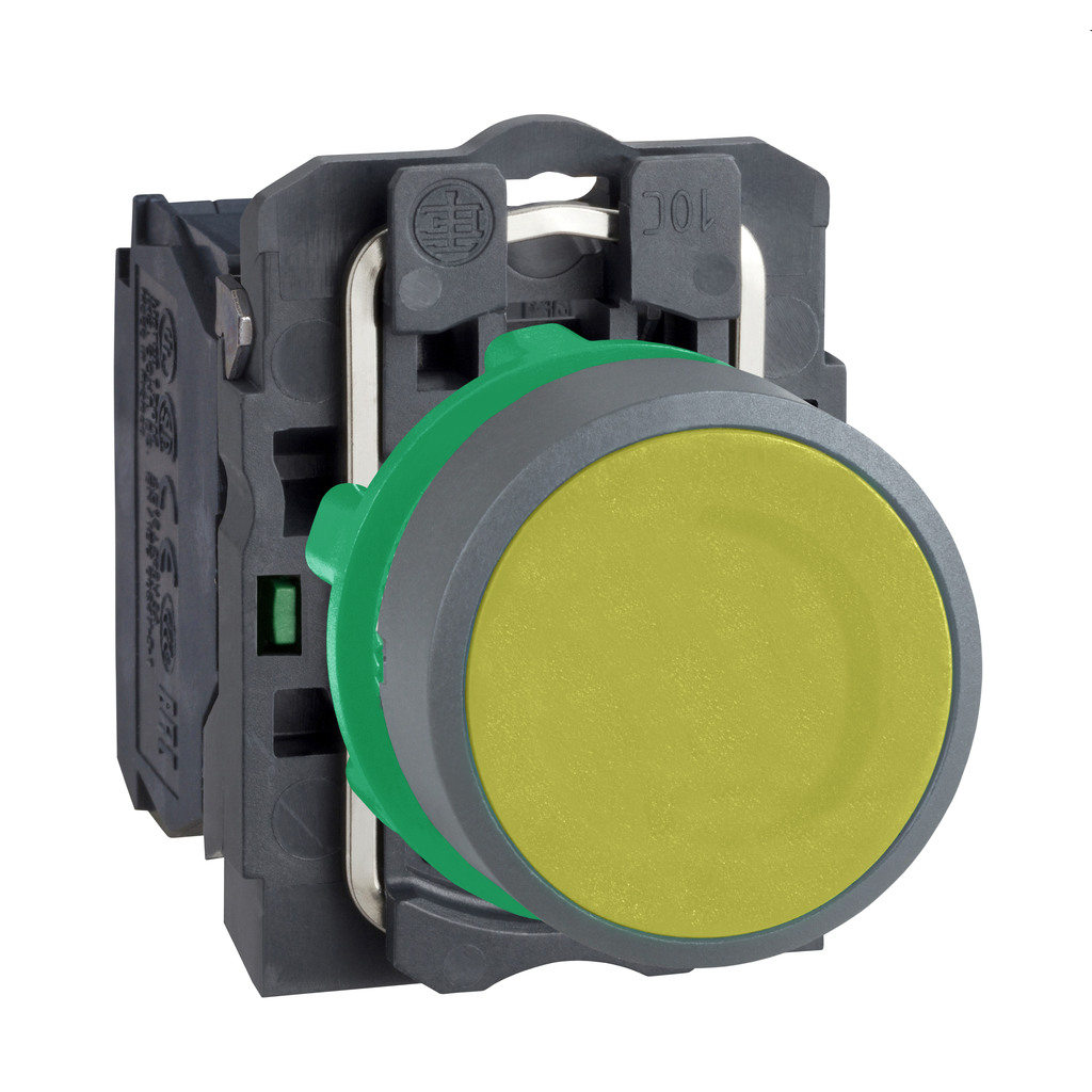 Harmony XB5 - bouton poussoir à impulsion - Ø22 - col grise - jaune - 1F - vis