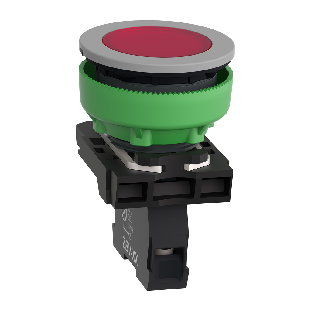 Harmony XB5 - voyant lumineux DEL - Ø22 - col flush grise - rouge - 230V - vis