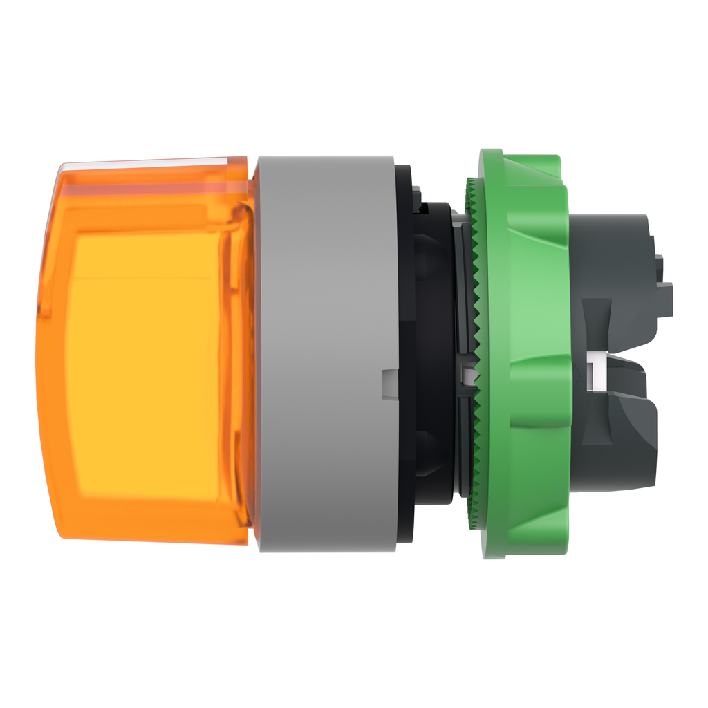 Harmony XB5 - tête bouton tournant lum - Ø22 - col grise - 3 pos rap DC - orange