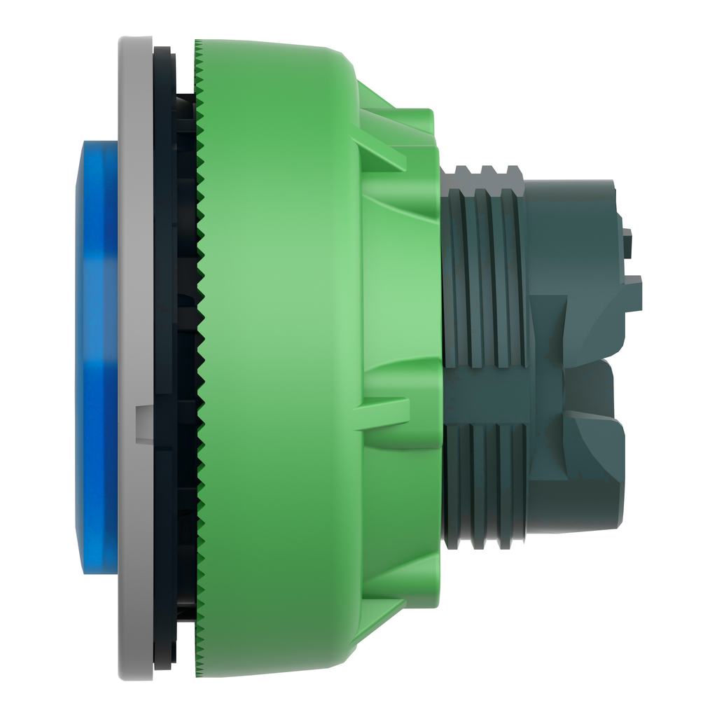 Harmony XB5 - tête bouton poussoir lum - Ø22 - col flush grise - dépass - bleu