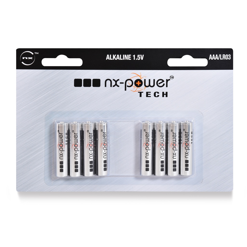 Blister(s) x 8 Pile alcaline blister x8 LR03 - AAA Nx-Power Tech 1.5V 1.46Ah