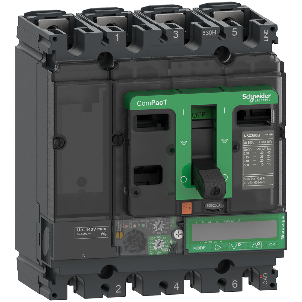 ComPacT NSX160H - Disjoncteur Vigi - MicroLogic 7.2 E 160A - 4P4D - 70kA - fixe