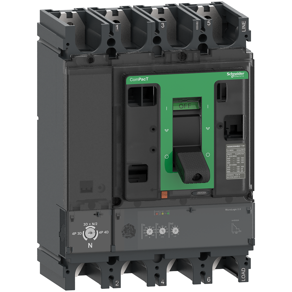 ComPacT NSX400N - Disjoncteur - MicroLogic 2.3 400A - 4P4D - 50kA - fixe