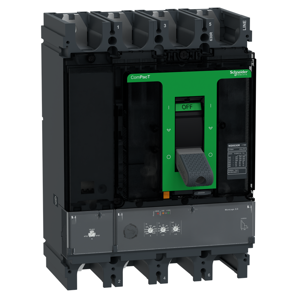 ComPacT NSX630R - Disjoncteur - MicroLogic 2.3 630A - 4P4D - 200kA - fixe