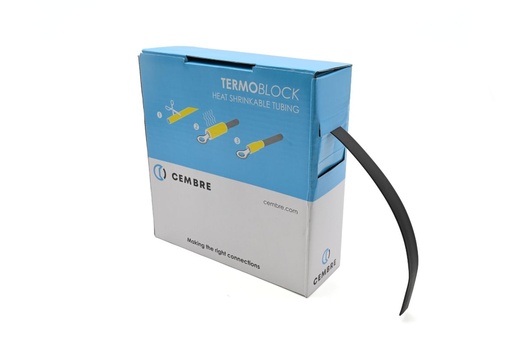 [CEMTBS95X10BK] Gaine thermo 2:1 en cassette 9,5 mm av. rétreint L 10 m noire