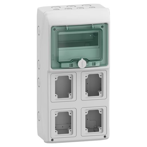 [SCH13154M] Mureva coffret pour prises IEC 236x460mm 8 Modules x 4 Ouvertures 90x100mm