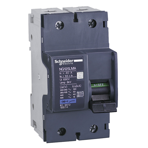 [SCH18876] Acti9 NG125LMA - Disjoncteur moteur - 80A - 2P 2d - déclencheur mag