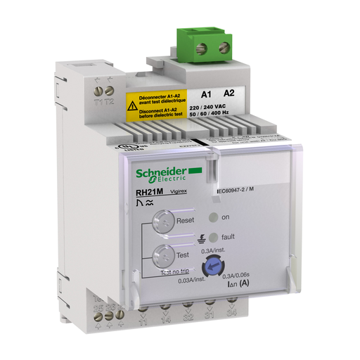 [SCH56163] Vigirex RH21M 220-240VAC sens.0,03A/0,3A instantané - sens.0,3A temporisé 0,06 s