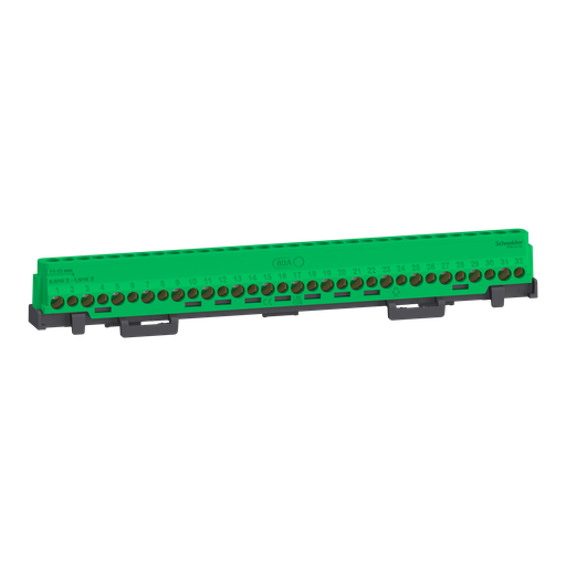 [SCHLGYT2A32] Linergy - bornier 80A à vis 32 trous 8x16²+8x10² et couvercles pour Terre/Neutre