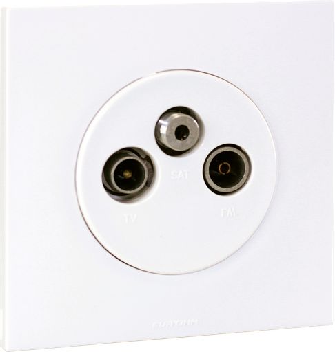 [EUR91177201] SQUARE - prise TV/FM/SAT + plaque + griffes - BLC