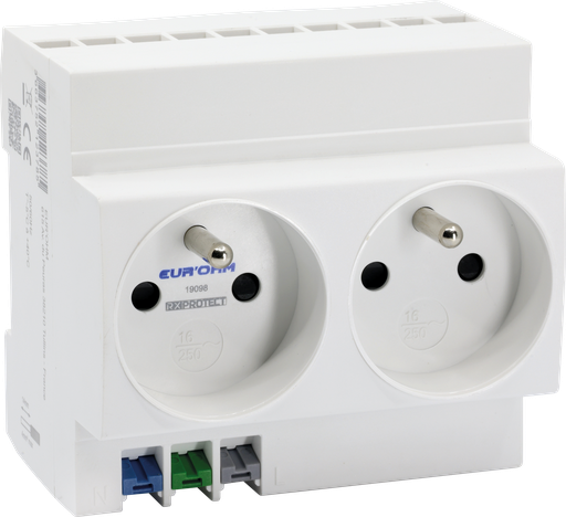 [EUR19098] Prise de courant double 16A/230V 2P+T modulaire connexion rapide
