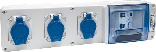 [EUR19202] Coffret de chantier mono 3 prises simplifié - 1 disj diff. 16A + 3 prises 2P+T