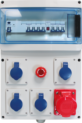 [EUR19211] Coffret de chantier triphasé 6xPC 2P+T, 2xPC IEC309