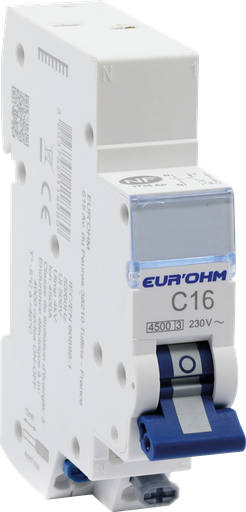 [EUR20316] Disjoncteur 1P+N 16A courbe C connexion rapide/rapide 4,5kA NF