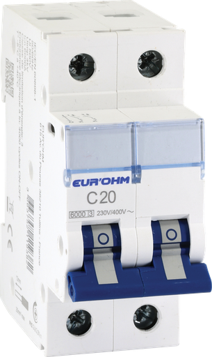 [EUR20326] Disjoncteur 2P 20A courbe C connexion vis/vis 6kA NF