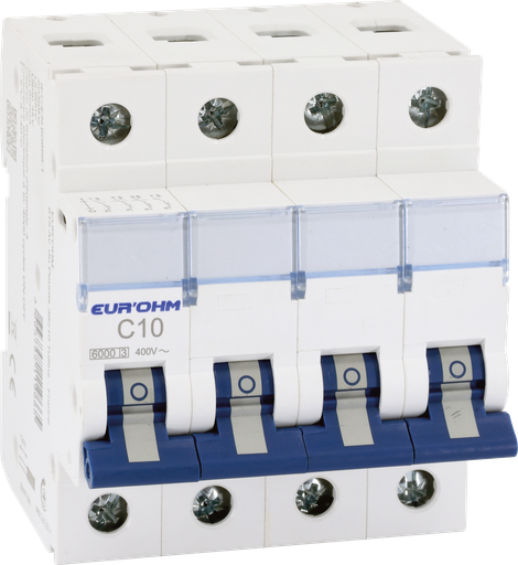 [EUR20344] Disjoncteur 4P 10A courbe C connexion vis/vis 6kA NF