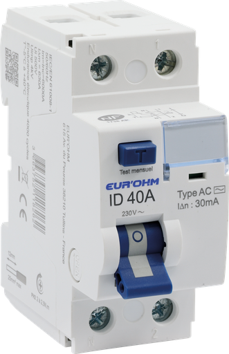 [EUR23740] ID 2x40A 30mA Type AC à vis H/B