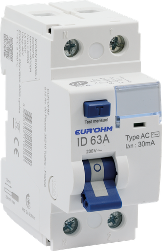 [EUR23763] ID 2x63A 30mA Type AC à vis H/B