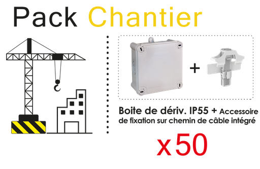 [EUR50054] Bte IP55 105x105x55 1/4T - 960°+ Access. Fix. chemin de Câble