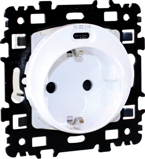 [EUR60254] SQUARE Prise combinée Schuko + USB C - Blanc