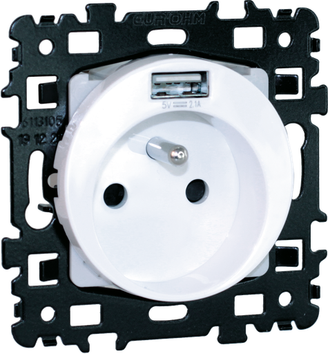 [EUR60256] SQUARE Prise 2P+T + USB A