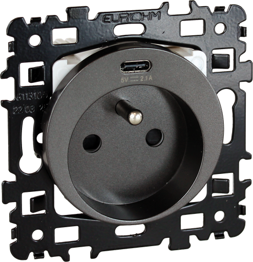 [EUR60355] Square Prise combinée 2P+T + USB C - Vulcain