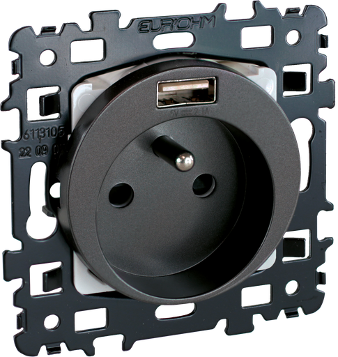 [EUR60356] SQUARE Prise 2P+T + USB A VULCAIN