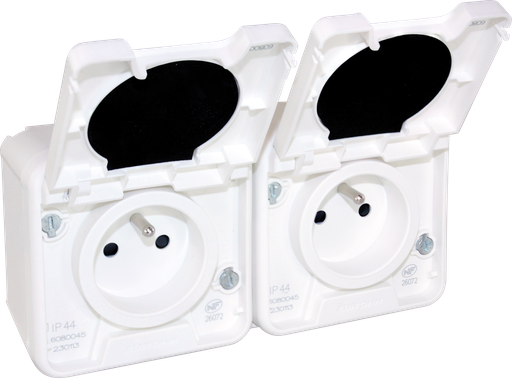 [EUR60851] OXXO dble PC 2P+T BLANC IP55