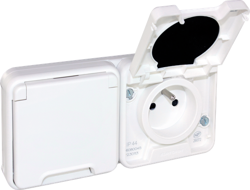 [EUR60854] OXXO dble PC 2P+T  IP55 BLANC ENCASTRE