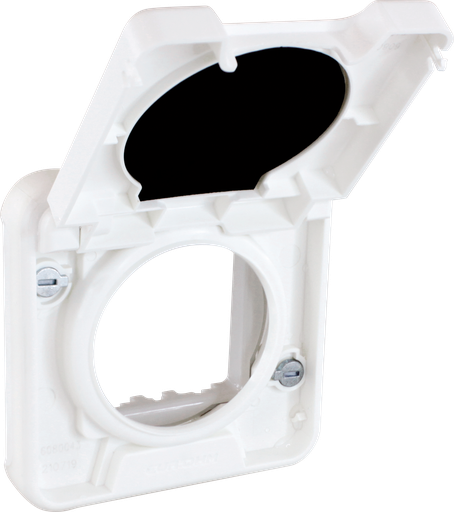 [EUR60859] OXXO Adapt. avec couv. pr prises COMETE compos BLANC IP55