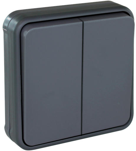 [EUR60882] OXXO dble VV GRIS ENCASTRE IP55