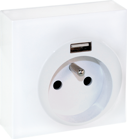 [EUR60956] DUNE 2P+T + USB A BLANC