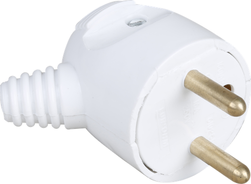 [EUR61025] 16A male p.feuille coudée blche