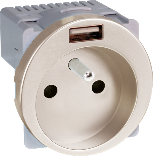 [EUR61556] COMETE PC  2P+T + USB A TITANE