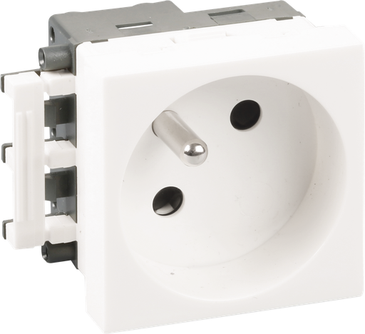 [EUR61418] Prise 2P+T blanche extrémité de goulotte