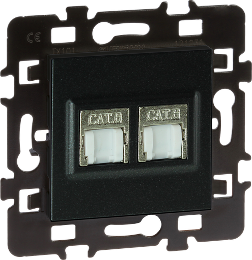 [EUR61973] Double RJ45 Cat 6 STP Gr. 3 Multi-services anthr.