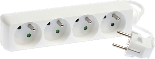 [EUR64091] Bloc 4 pr.2P+T blanc sans inter 3G1,5mm² 1,5m