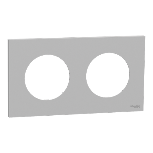 [SCHS901704] Odace - plaque de finition 2 postes - couleur Gris galet