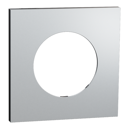 [SCHS913702] Odace Métal - plaque de finition 1 poste - effet Aluminium support noir