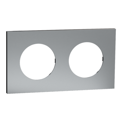[SCHS915704] Odace Métal - plaque de finition 2 postes - effet Titane support noir