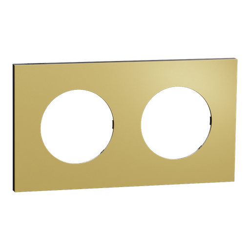 [SCHS916704] Odace Métal - plaque de finition 2 postes - effet Laiton support noir