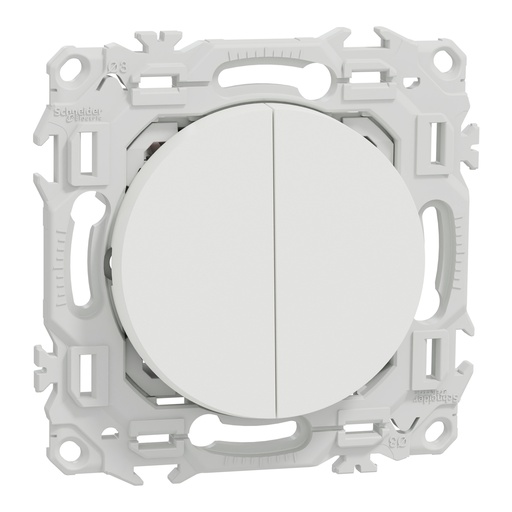 [SCHS920214] Odace - double va-et-vient ou poussoir - 10AX - blanc craie