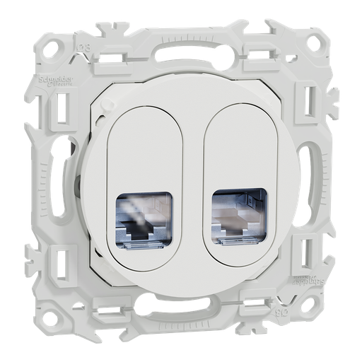 [SCHS920487] Odace - prise double RJ45 - Cat6A STP grade 3TV - blanc craie