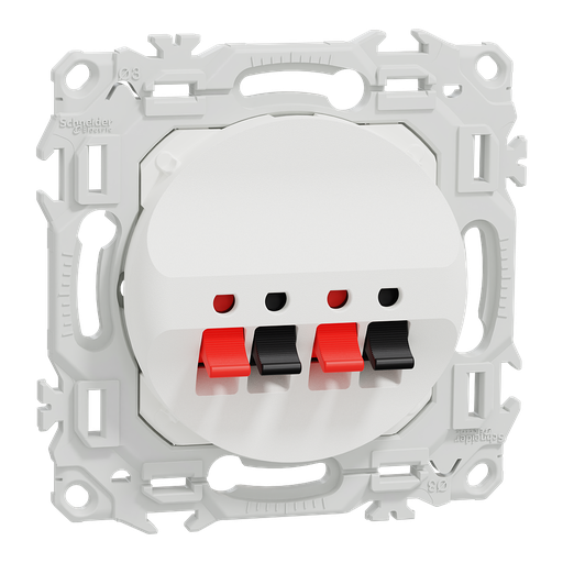[SCHS920488] Odace - prise haut-parleurs double 2 sorties - à poussette - blanc craie